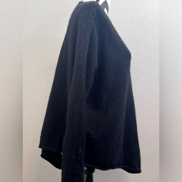 Neiman Marcus 100% Cashmere Asymmetric Oversized Sz S Braided Sleeve Sweater - Picture 9 of 13